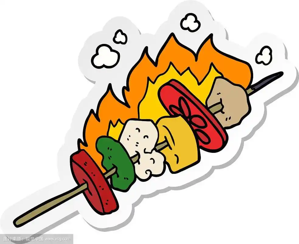 卡通烤肉串贴纸