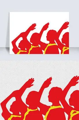 少先队员敬礼学生剪影