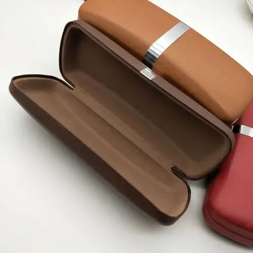 厂家直销时尚高档眼镜盒加银边木纹铁质近视眼镜盒子可印刷 logo