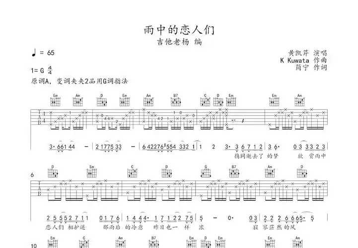 雨中的恋人们曲谱预览图