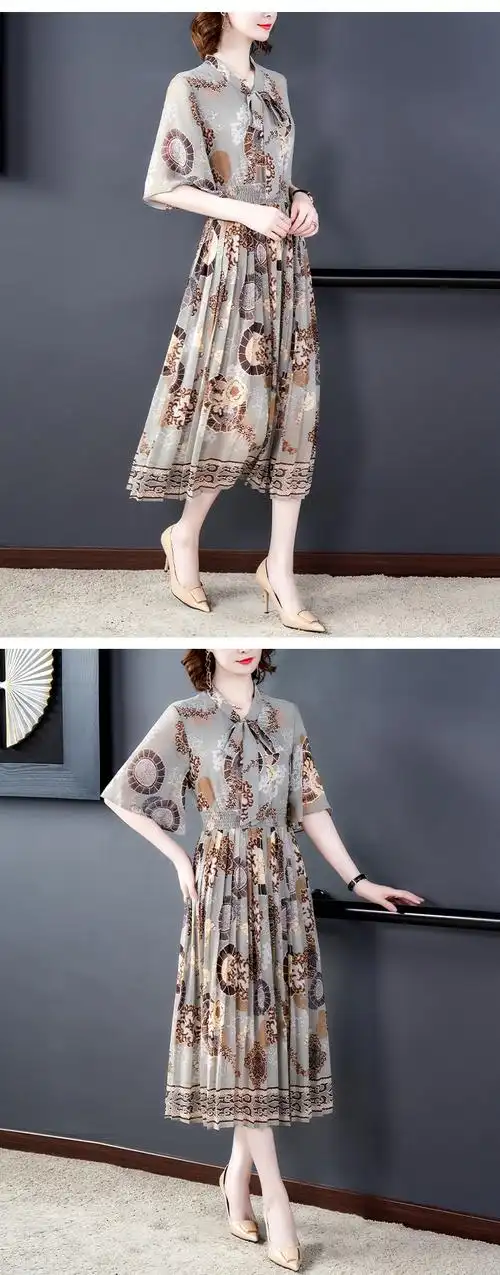 35岁阔太太高端连衣裙欧货洋气大码女装新款妈妈裙子气质碎花减龄fish