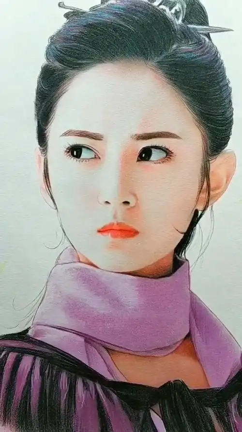 彩铅手绘水彩手绘画陈钰琪画像