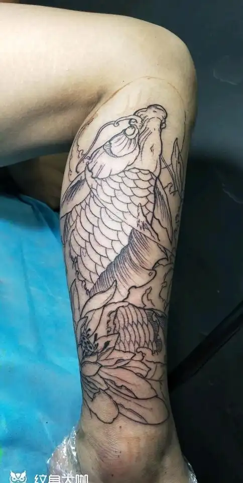 小腿鲤鱼线条_纹身图案手稿图片_格调的纹身作品集