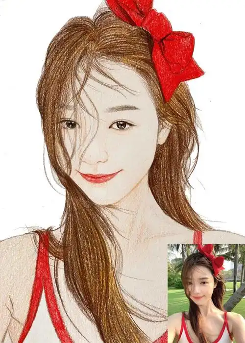 爱画画的子衿素描画像彩铅画油画代画真人照片肖像画人物转手绘画人像