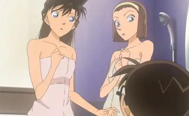 名侦探柯南:柯南和小兰洗过的4次澡, 流鼻血已成