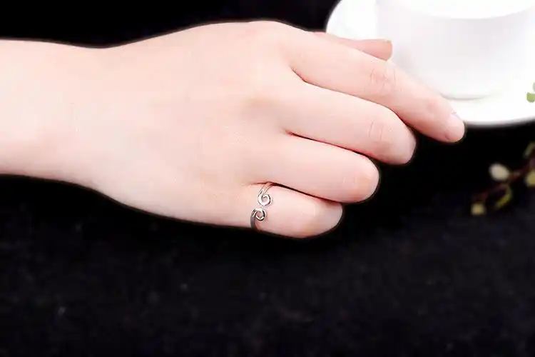 跨境配饰新品s925银饰品情侣款雕刻爱你一万年戒指源头厂货