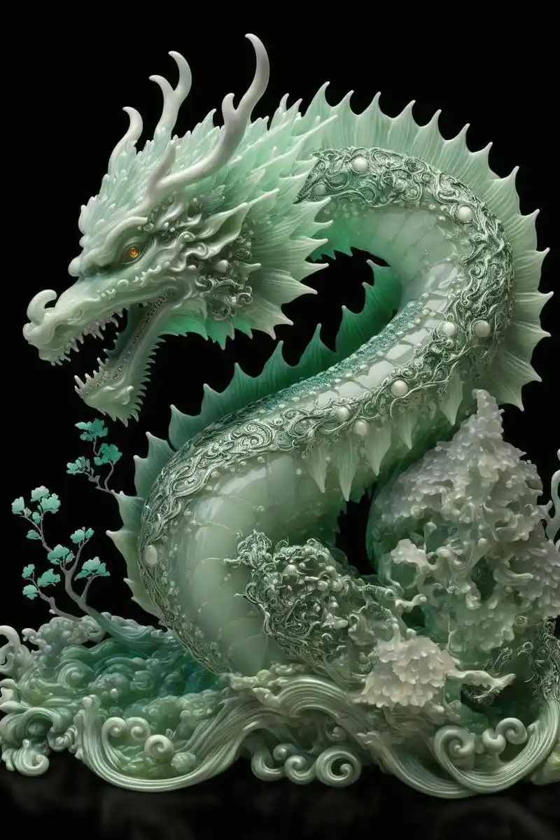 青龙神龙青玉陶瓷材质神话主题