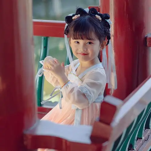 汉服女童襦裙唐装夏装儿童中国国风古装小女孩广场舞套装