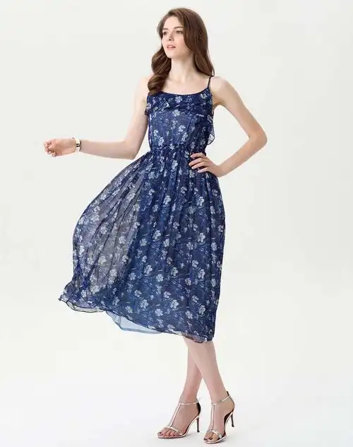 藏蓝色气质优雅连衣裙