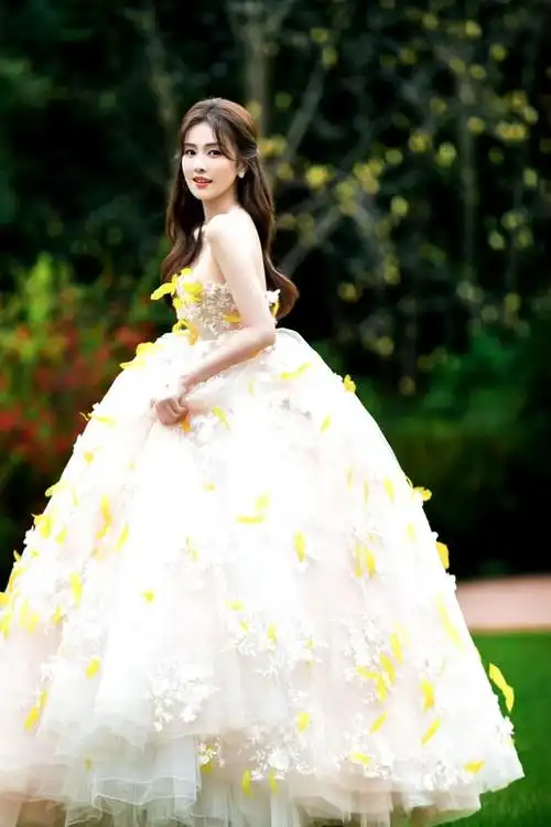 白鹿微博之夜走红毯,一袭抹胸刺绣蓬蓬裙,优雅公主范儿!