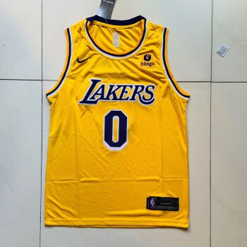 jyli新品湖人队0号尼克杨球衣白黄黑色刺绣工艺球服篮球比赛服潮流学