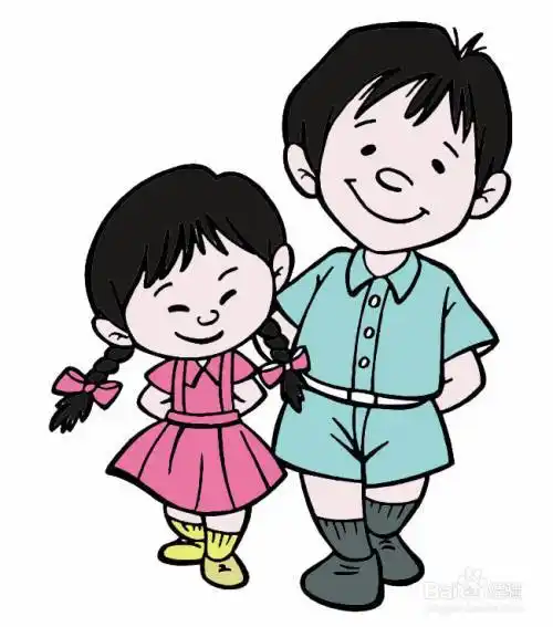 两兄妹的简笔画