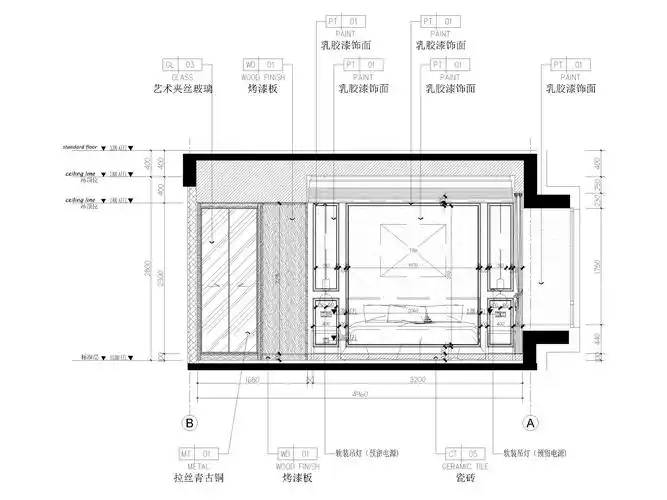 [海南]三亚154㎡现代四居家装样板间施工图 – 五号云