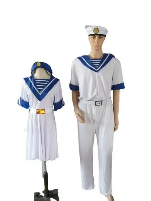 海军装儿童白色海军男女水手表演服装军帽兵娃娃演出服