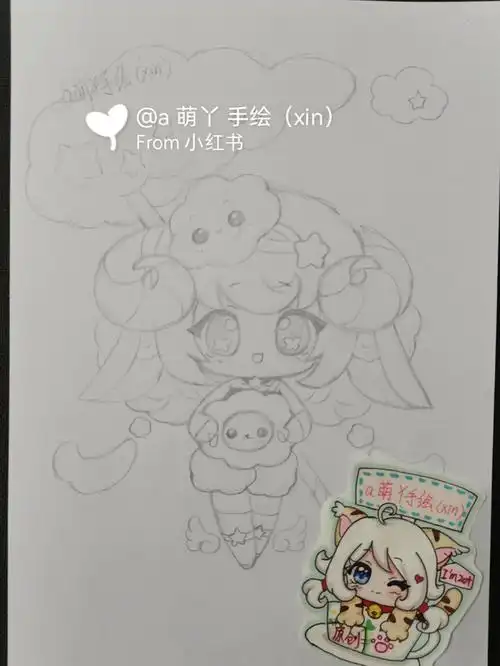 白羊十二星座女孩简笔画原创手绘画画的日常