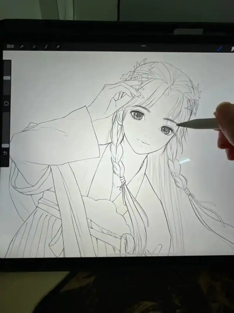 古风插画  #画 #线稿 #古风手绘 #绘画过程 #插画  - 抖音