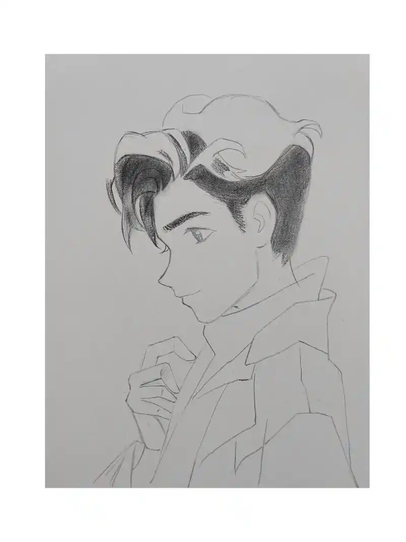 素描简单动漫人物男孩