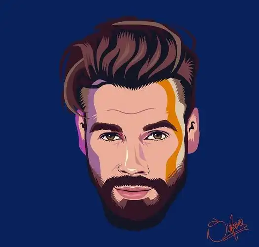 欧美发型师头像插画男