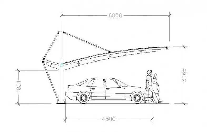 博聪供应钢膜结构停车棚电动自行车棚汽车遮阳蓬