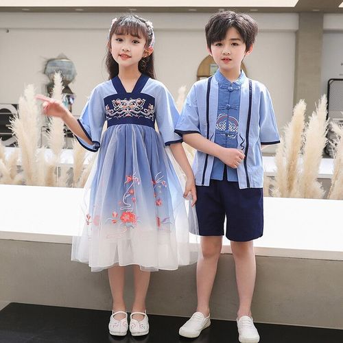 汉服儿童国学服夏季新款中国风男女童古装幼儿园校服小学生演出服