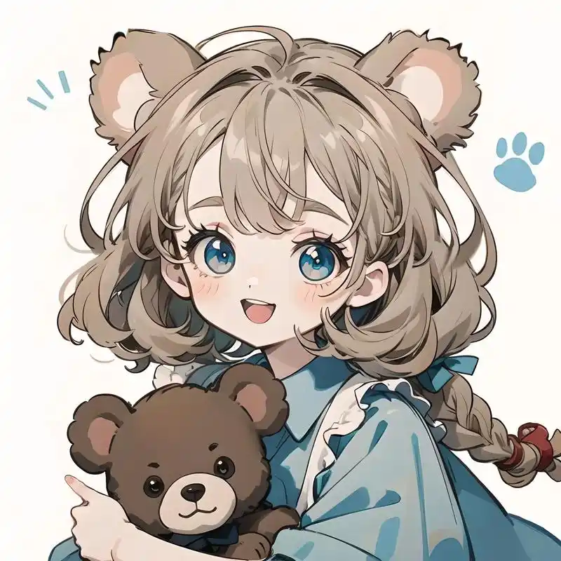 可爱女生头像分享抱着小熊的女孩.#q版人物 #二次元头像 # - 抖音