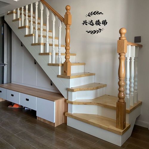 实木楼梯/厂家直销/定制室内整体实木楼梯阁楼楼梯扶手护栏踏步板