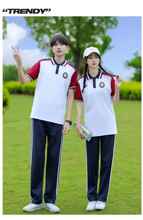 2598#实拍情侣装 校服套装学生夏季短袖中学生班服定制运动会服