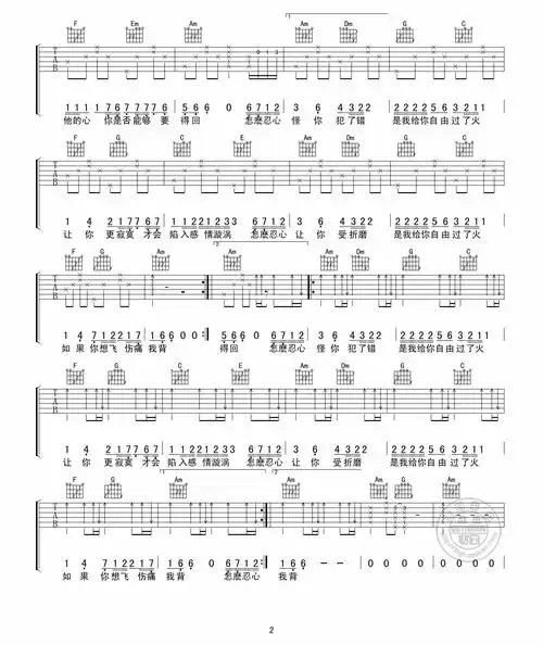 张信哲过火吉他谱张信哲吉他图片谱2张