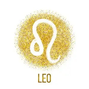 水粉晕染狮子座金色闪光矢量生肖标志照片