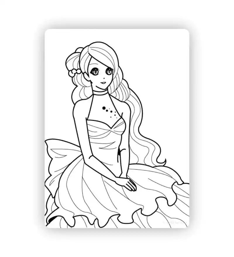 女孩涂色素材模板1201