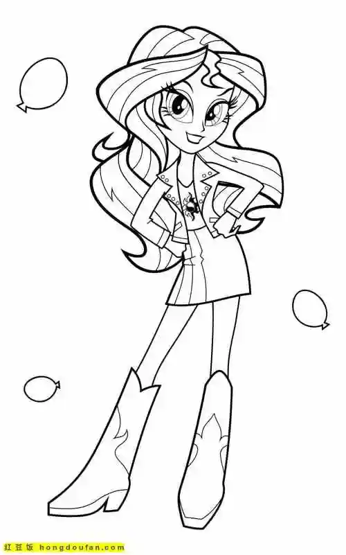 10张小马宝莉女孩子可爱公主涂色卡通简笔画