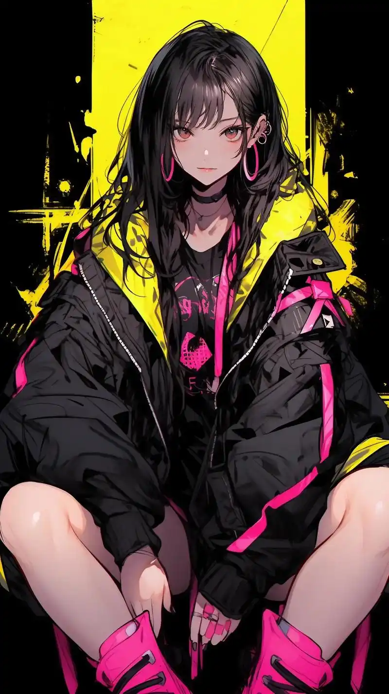 潮流壁纸系列,黄粉朋克.#抖音潮流艺术研究所 #二次元 #手 - 抖音