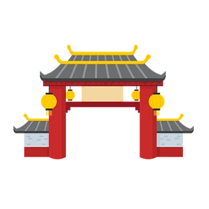 矢量手绘卡通古建筑