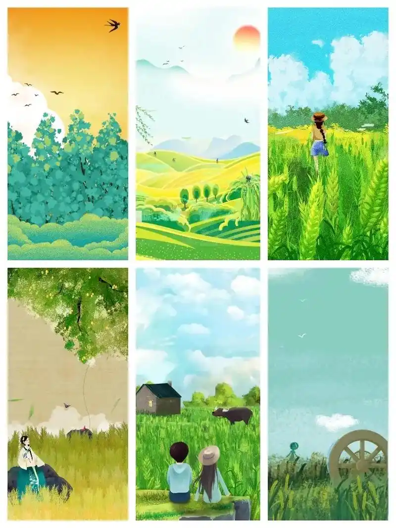 手机壁纸小满小清新手绘壁纸海报背景图