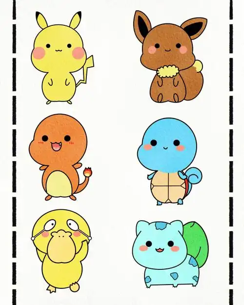 简笔画素材精灵宝可梦比卡丘妙蛙种子