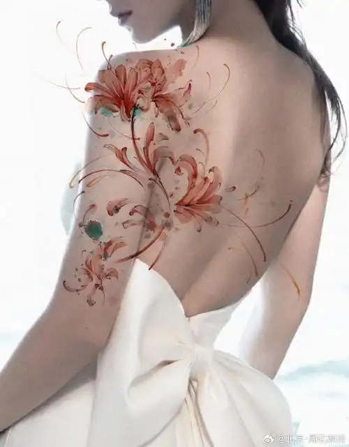 今日纹身图案分享彼岸花纹身#纹身分享##纹身设计##北京周忆刺青