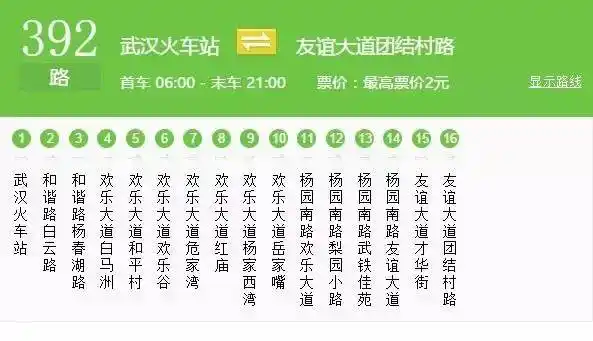 到达 "武汉火车站" 的公交线路:118路,297路, 392路, 513路, 525路