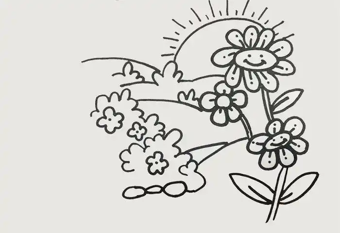 简笔画图片大全美丽的花园儿童画漂亮的小花园简笔画怎么画儿童简笔