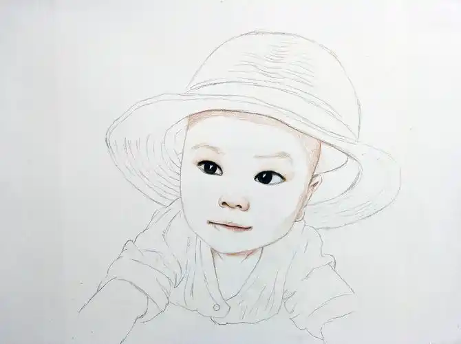 彩铅手绘儿童肖像画---叶青(过程)