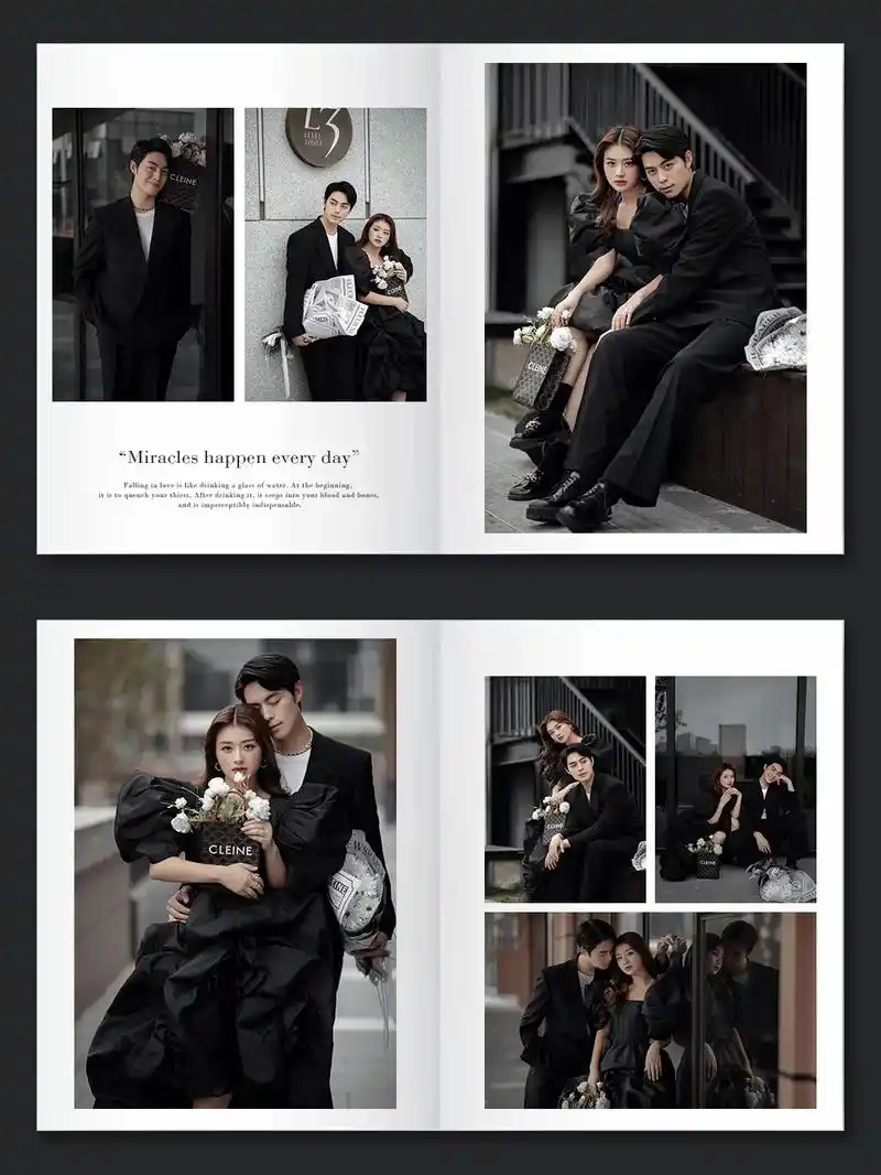 婚纱照一定要做成这样简约高级的相册排版.