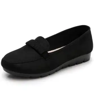 旺奈22新款春鞋老北京布鞋女鞋百搭平底单鞋一脚蹬豆豆鞋女黑色工作鞋