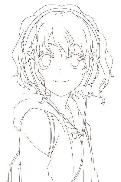 人物线稿黑白动漫素材手绘