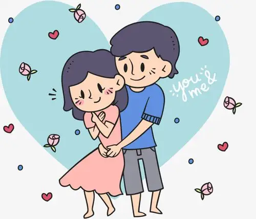 蓝色爱心情人节恩爱的情侣