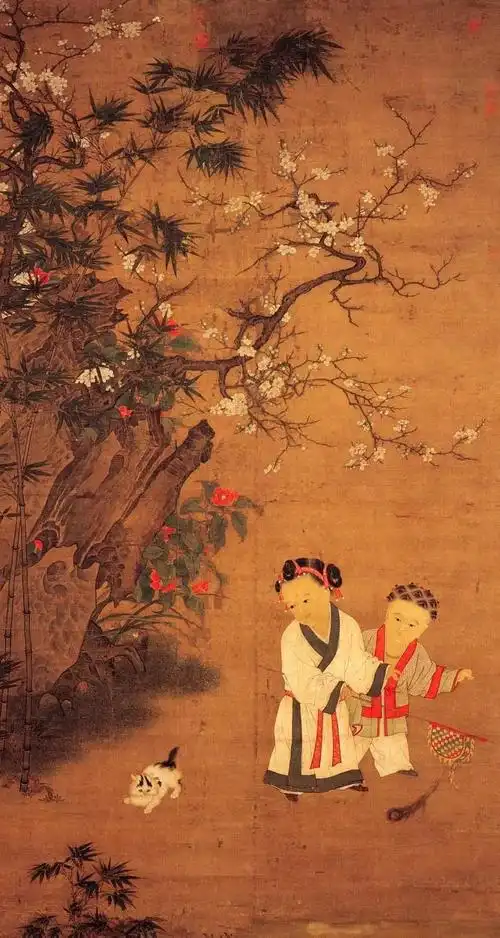 今天世界儿童日,一起看看宋画婴戏图里的可.