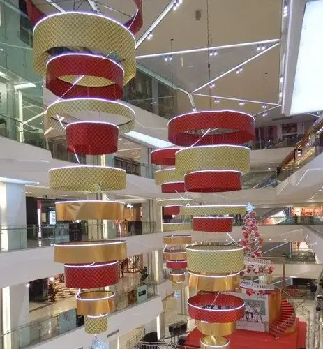 济南商场美陈 中庭吊挂 挑空吊挂 商场dp设计 挑空挂饰 灯光吊挂