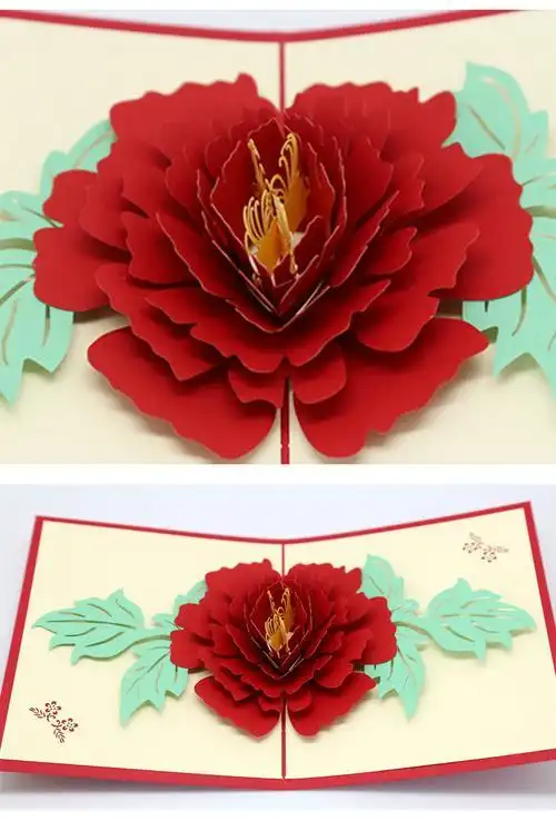卡纸做牡丹花朵贺卡牡丹花朵贺卡