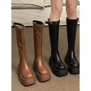 马丁靴女款长筒靴2023新款春秋女靴子厚底复古网红中筒高筒时装靴