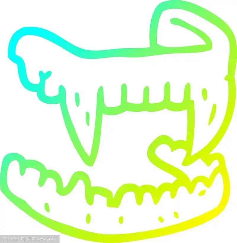 冷梯度线绘制卡通万圣节尖牙