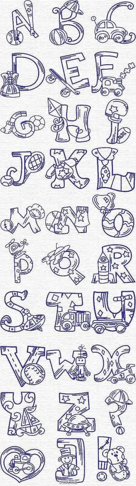 手绘手帐插画素材 手帐 简笔画 创意字母字体设计