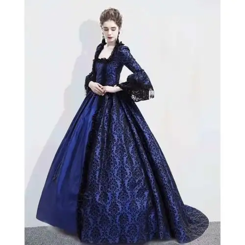 欧美中世纪文艺复兴束腰连衣裙复古宫廷风法式公主蓬蓬裙演出礼服